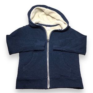 Kids Hanna Andersson Faux-Shearling Lined Hoodie - Blue - Size 5